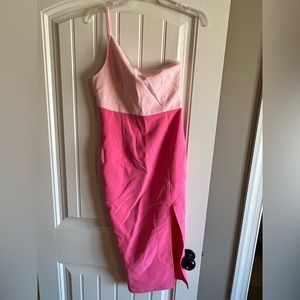 Pink Lily one shoulder color block dress. Size XS